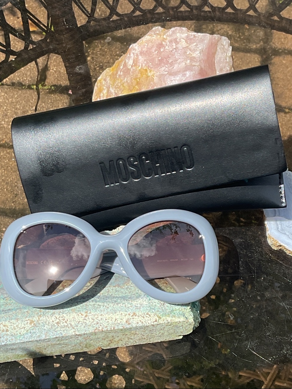 Moschino Women's Light Blue Oversized Oval Sunglasses